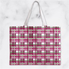 Pink plaid pattern Zipper Mini Tote Bag from ArtsNow.com Front