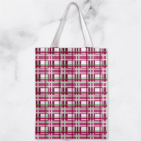 Pink plaid pattern Zipper Classic Tote Bag from ArtsNow.com Front