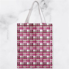 Pink plaid pattern Zipper Classic Tote Bag from ArtsNow.com Front