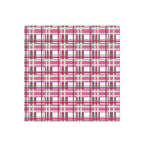 Pink plaid pattern Satin Bandana Scarf from ArtsNow.com Front