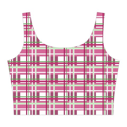 Pink plaid pattern Midi Sleeveless Dress from ArtsNow.com Top Front