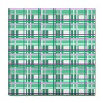 Green plaid pattern Tile Coasters