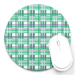 Green plaid pattern Round Mousepads