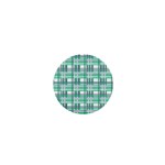 Green plaid pattern 1  Mini Buttons