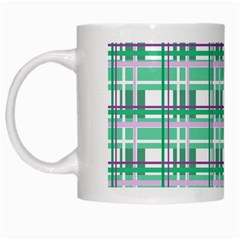 Green plaid pattern White Mugs from ArtsNow.com Left