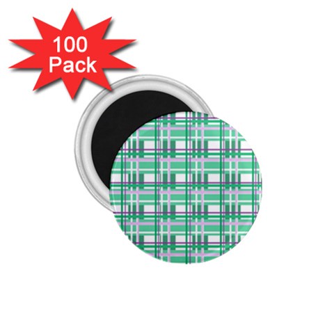 Green plaid pattern 1.75  Magnets (100 pack)  from ArtsNow.com Front