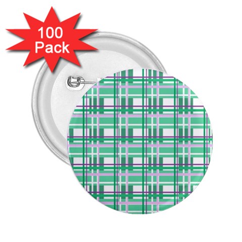 Green plaid pattern 2.25  Buttons (100 pack)  from ArtsNow.com Front