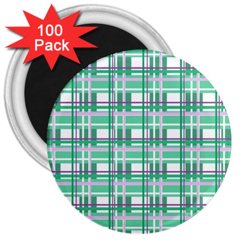 Green plaid pattern 3  Magnets (100 pack) from ArtsNow.com Front