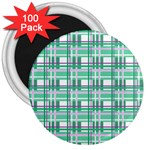 Green plaid pattern 3  Magnets (100 pack)