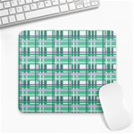 Green plaid pattern Large Mousepads