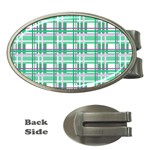 Green plaid pattern Money Clips (Oval) 