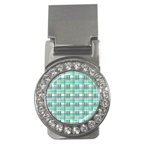 Green plaid pattern Money Clips (CZ)  from ArtsNow.com Front