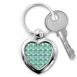 Green plaid pattern Key Chains (Heart) 