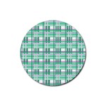 Green plaid pattern Rubber Coaster (Round) 