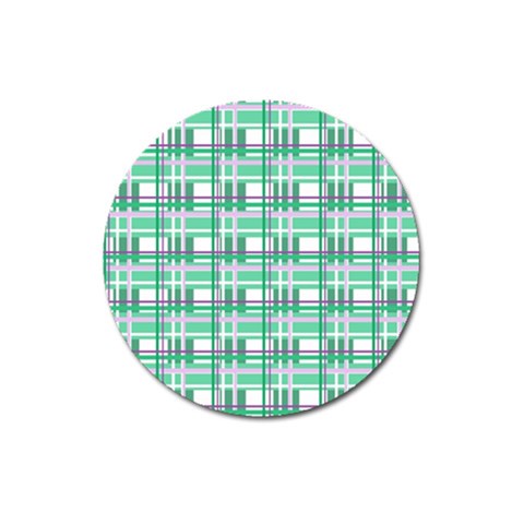 Green plaid pattern Magnet 3  (Round) from ArtsNow.com Front