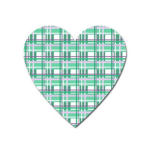 Green plaid pattern Heart Magnet from ArtsNow.com Front