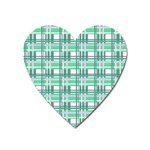 Green plaid pattern Heart Magnet