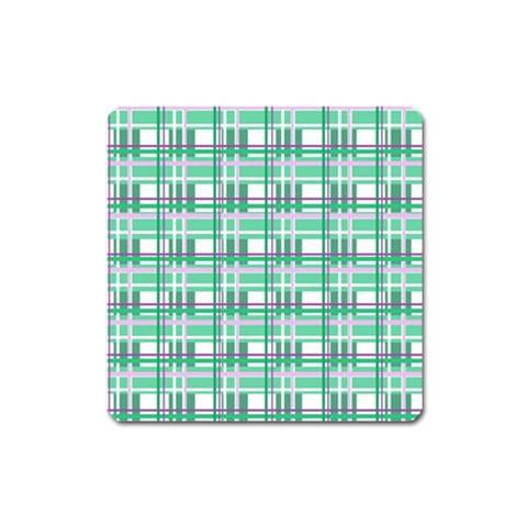 Green plaid pattern Square Magnet from ArtsNow.com Front