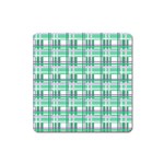 Green plaid pattern Square Magnet