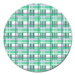 Green plaid pattern Magnet 5  (Round)