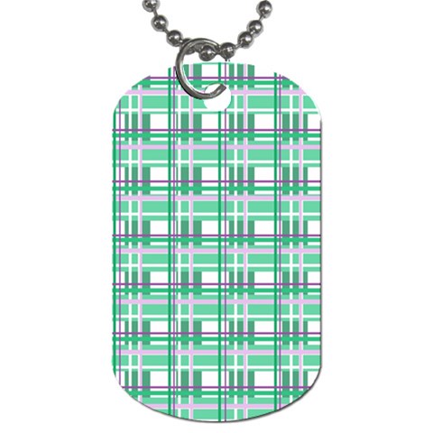Green plaid pattern Dog Tag (One Side) from ArtsNow.com Front