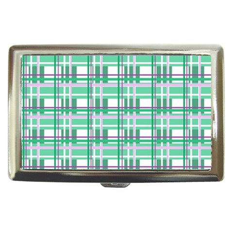 Green plaid pattern Cigarette Money Cases from ArtsNow.com Front