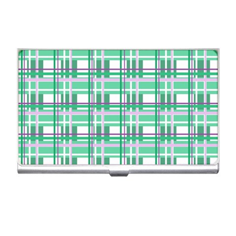 Green plaid pattern Business Card Holders from ArtsNow.com Front