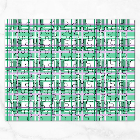 Green plaid pattern Rectangular Jigsaw Puzzl from ArtsNow.com Front
