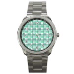 Green plaid pattern Sport Metal Watch