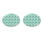 Green plaid pattern Cufflinks (Oval)