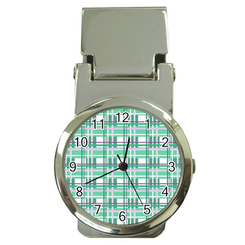 Green plaid pattern Money Clip Watches from ArtsNow.com Front
