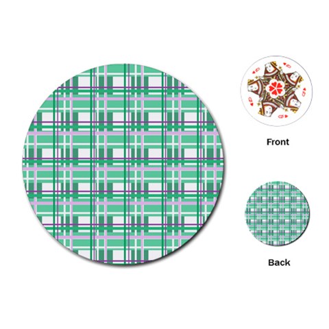 Green plaid pattern Playing Cards (Round)  from ArtsNow.com Front