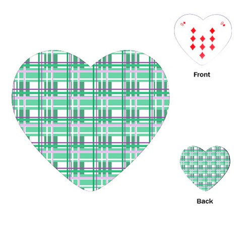 Green plaid pattern Playing Cards (Heart)  from ArtsNow.com Front