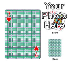 Green plaid pattern Playing Cards 54 Designs  from ArtsNow.com Front - Heart7