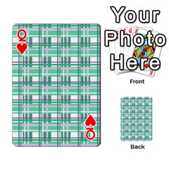 Queen Green plaid pattern Playing Cards 54 Designs  from ArtsNow.com Front - HeartQ