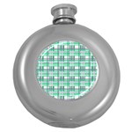 Green plaid pattern Round Hip Flask (5 oz)