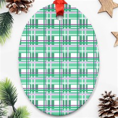 Green plaid pattern Oval Ornament (Two Sides) from ArtsNow.com Front