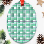 Green plaid pattern Oval Ornament (Two Sides)