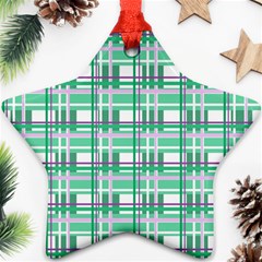 Green plaid pattern Star Ornament (Two Sides)  from ArtsNow.com Back