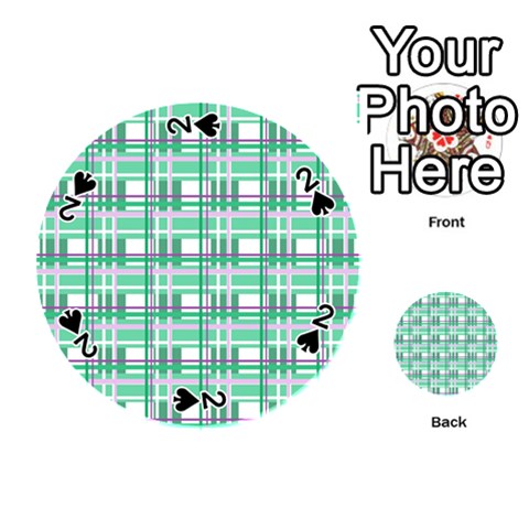 Green plaid pattern Playing Cards 54 (Round)  from ArtsNow.com Front - Spade2