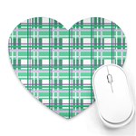 Green plaid pattern Heart Mousepads