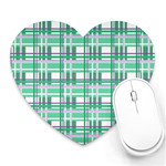 Green plaid pattern Heart Mousepads