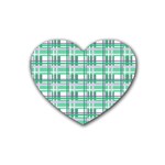 Green plaid pattern Rubber Coaster (Heart) 