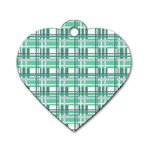 Green plaid pattern Dog Tag Heart (Two Sides)