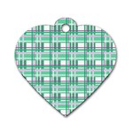 Green plaid pattern Dog Tag Heart (Two Sides)