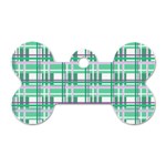 Green plaid pattern Dog Tag Bone (One Side)