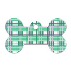 Green plaid pattern Dog Tag Bone (Two Sides) from ArtsNow.com Front