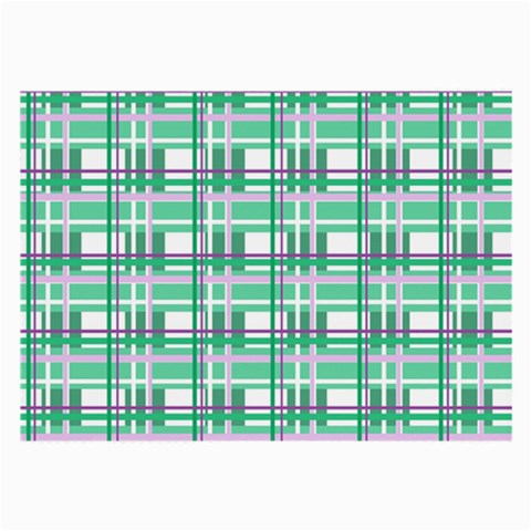 Green plaid pattern Large Glasses Cloth (2 Front