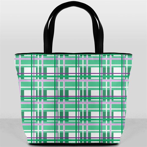 Green plaid pattern Bucket Bags from ArtsNow.com Front
