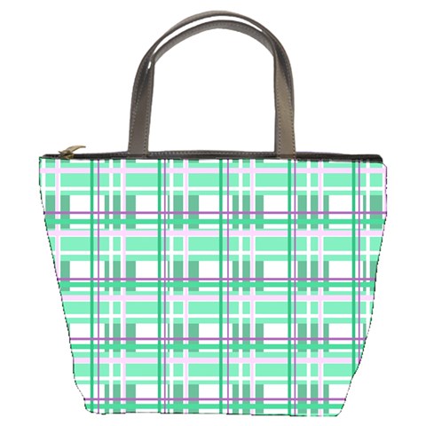 Green plaid pattern Bucket Bags from ArtsNow.com Front